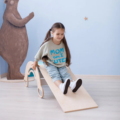 Arche Montessori menthe + planche double face + chaise en bois